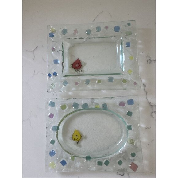 Other - Vintage Clear Glass Rectangular Trinket Tray Soap Dish Includes (2)